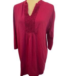 Just My Size Fuchsia Tunic Top With Ruffle Detail, Plus Size 4X (26/28)